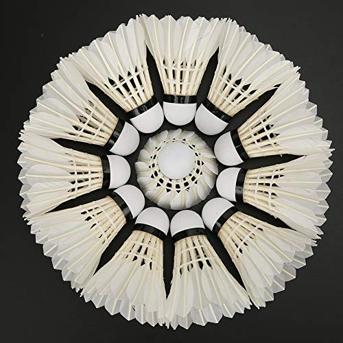 Tbest 12 Stück Gänsefeder-Badminton-Federbälle für Training und Wettkampf, Schaumstoffkopf, Stabil, Schwarz, Sport-Federbälle (12er Packung)