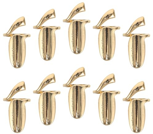 Mikikit 10 Protectores de Uñas Anillo Punta del Dedo del Nudillo Cubiertas de Uñas de Metal Dorado, Removibles y Fáciles de Limpiar, para Manicura y Tareas del Hogar, para Mujeres