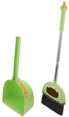WESIEVYA Ensemble de Nettoyage pour Tout-petits Mini Balayette et Pelle à Poussière en Plastique Vert, Forme Dinosaure Mignonne, Taille Adaptée pour Petites Mains, pour Jeu D'imitation
