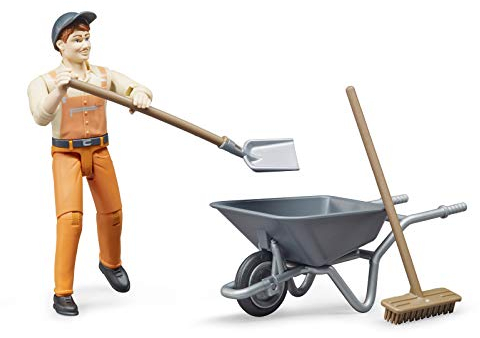 bruder 62130 - bworld Figurenset Kommunalarbeiter - 1:16 Spielzeugfigur, Baufahrzeug, Bauarbeiter, Bauernhof, Mensch