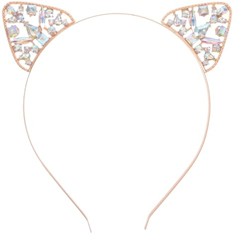 FRCOLOR Katzenohren Haarreif Glitzer, Kristall Katze Ohr Stirnband, Goldene Stirnband Mit Kristall Für Frauen Und Mädchen, Ideal Für Kostüm, Party Und Dekoration