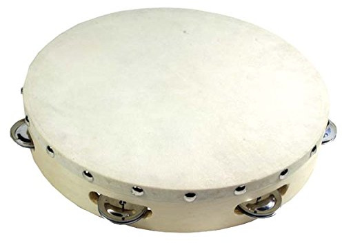 Tambourin aus Holz mit Fell 25 cm Percussion Kinder Rhythmus Takt lernen Tanz Weltmusik