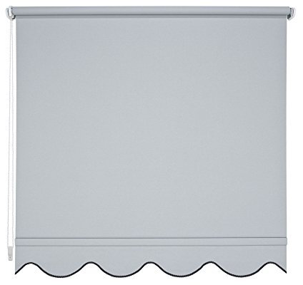 Volantrollo Seitenzugrollo Tageslichtrollo Rollo - viele Größen und Farben - Blickdicht lichtdurchlässig - Metall Halterung Wand Decke - Sonnenschutz Blendschutz (Größe 130 x 180 cm, Farbe Hellgrau)