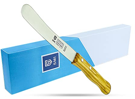 SMI - 22,5 cm Solingen Brötchenmesser Buttermesser Frühstücksmesser Buckelsmesser aus Olivenholz Griff, Nicht spülmaschinenfest, Made in Solingen Germany