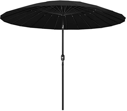 YITHOPI Sonnenschirm mit Alu-Mast丨Strandschirm丨Marktschirm丨Gartenschirm丨Terrassenschirm丨Sonnenschutz丨Witterungs- und UV-beständig丨Kurbelsystem丨 270 cm Schwarz