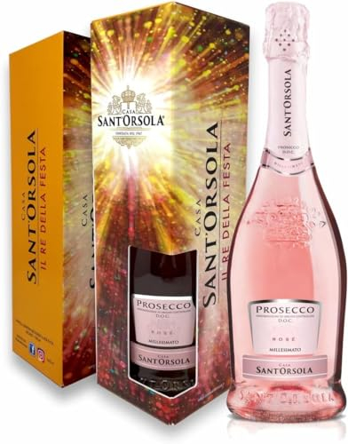 Sant'Orsola - Prosecco D.O.C. Rosè Millesimato Extra Dry, 11%, Confezione Regalo, da Uve Glera e Pinot Nero, Gusto Delicato con Note Fruttate e Floreali, 6x750 ml