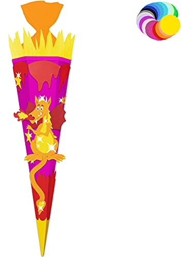 alles-meine.de GmbH Bastelset - Schultüte Farbe & Größe wählbar 70/85 / 100 cm - Drache - Farbe frei wählbar - Bastelschultüte - Zuckertüte zum selber Basteln Bemalen Bekle..