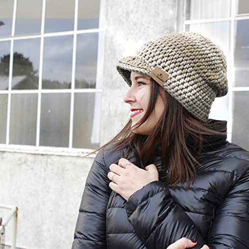 myboshi Häkelset Mütze Saitama, inkl. No.1 Wolle, Nadel und Anleitung, für Mützen und Schals, Häkelpaket, 30% Merinowolle Beige, Braun, mit Häkelnadel