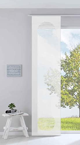 Gardinenbox Moderner Flächenvorhang Raumtrenner Schiebegardine »Kreis« HxB 245x60 cm Weiß aus hochwertigem Ausbrenner-Stoff mit Paneelwagen Beschwerungsstange, 85612