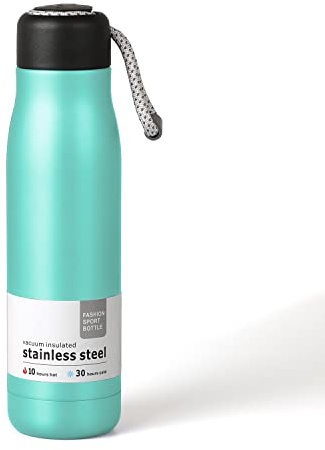 Water Bottle with Portable Lid Metal Thermos Vacuum Insulated Stainless Steel | Reusable Leak Proof Flask | 17oz