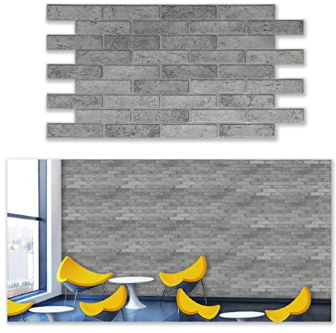 Grace Baltic - Panneaux muraux 3D pour décoration murale intérieure, non adhésifs, fins et élastiques, en PVC (15, Gris Brique.)