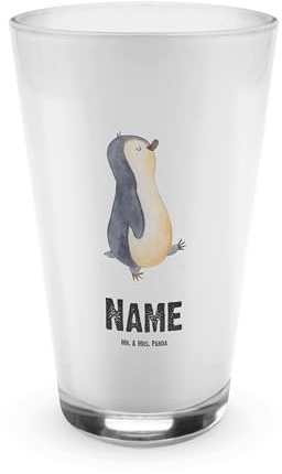 Mr. & Mrs. Panda Personalisiertes Glas Pinguin marschieren - Personalisierte Geschenke, Spazieren, Sektglas Mit Namen, Aufstehen, Bierglas Gravur, Bruder, Pinguine, Schnapsglas, Unausgeschlafen