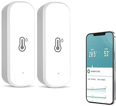 WiFi Tuya Hygrometer Thermometer Sensor, Indoor Outdoor Wireless Temperature Humidity Sensor Monitor, Work With Alexa and Google Home