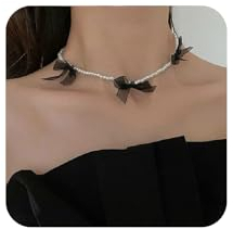 Aneneiceera Vintage Perlen Choker Perlenkette Kette Sex Schwarze Spitze Halsketten Hochzeit Brautjungfern Perlen Choker Barock Perlen Stränge Schlüsselbein Kette Schmuck Für Frauen Und Mädchen
