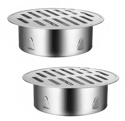 SEABABOO 2PCS Balkonbodenablauf Bodenablauf-Abdeckung Bodenablauf Abnehmbarer Filter Bodenablauf Dusche Anti Bodenablauf Antiblockier- und Entwässerungsschutzfilter aus Edelstahl (90MM)