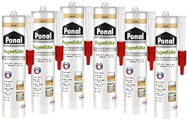 Ponal Parkett & Laminat Fugenfüller Buche, elastische Fugenmasse für Anschluss- und Dehnungsfugen, lösemittel-, wasser- und silikonfreie Dichtmasse, 6x280ml Kartusche