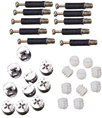 iplusmile 10sets Pre-inserted Nuts Furniture Connectors Cam Fittings Sturdy Dowels for Wood Furniture Cabinets Cupboards Resistant Design for Enhanced Stability