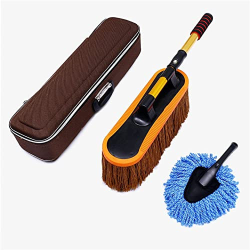 RAKUTE Juego de plumero de microfibra for coche con mango extensible for exterior e interior, plumero multiusos con caja de almacenamiento, cepillo de limpieza sin arañazos, herramienta de limpieza, p