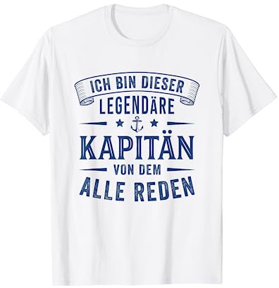 Herren Seemann Legende Segelboot Kapitän T-Shirt