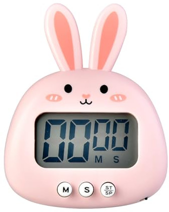 POFET Cute Rabbit Kitchen Timer LED Magnetic Cartoon Digital Cooking Timer for Kitchen Classroom Cooking Reading Gym etc