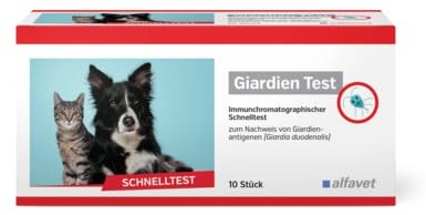 Alfavet Giardien Test - 10x Schnelltest für Hund, Katze und Kleintiere | Nachweis von Giardia duodenalis im Kot, hohe Sensitivität & hygienisch, Ergebnis in 10 Min dank Latex-Technologie
