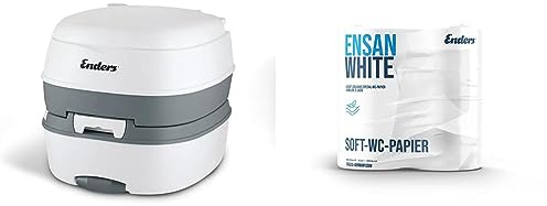 Enders Campingtoilette DELUXE Mobil WC Chemietoilette, ergonomischer Tragegriff, Spül- und Abwassertank, mit Belüftungstaste, 130kg Tragkraft, optimale Sitzhöhe von 35cm #4950 & SOFT-WC-PAPIER, 5005