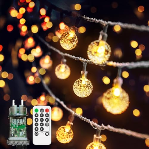 LED Lichterkette Außen Innen - 9M 40 LED Kugel Lichterkette mit 8 Modi IP44 Wasserdicht, Lichterkette Outdoor Strom für Kinderzimmer, Gartenbeleuchtung, Partybeleuchtung, Balkon deko