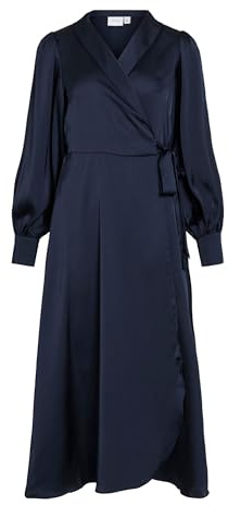 Vila Female Kleid mit V-Ausschnitt Langärmeliges Midi