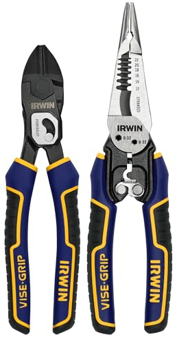 IRWIN POWERSLOT Pliers, High Leverage Lineman's 9.5 and 7in1 Multi-Function Wire Stripper (IWHT84007)