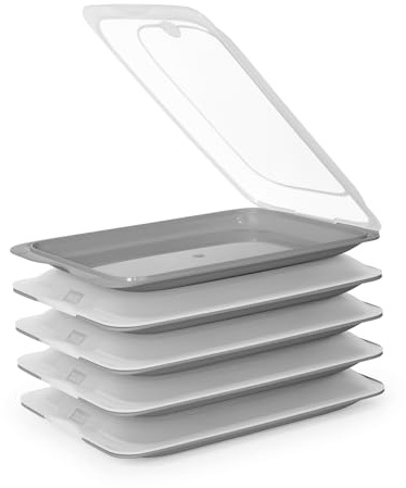 Porta Embutidos y Alimentos Sistema Fresh, Conservación Óptima de Lonchas en Nevera (5X Gris)