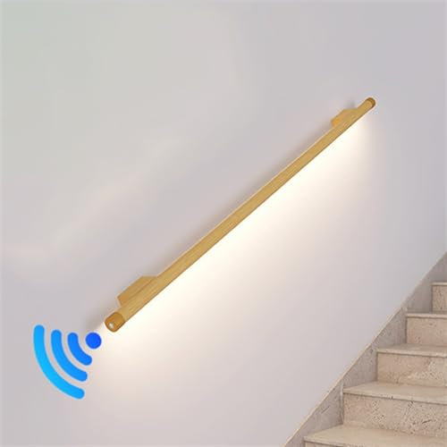 Corrimano A LED con Sensore di Luce, Corrimano per Scale Interne A Parete, Maniglioni di Supporto A Parete per Anziani/Bambini Ringhiere Corrimano con Luce A LED (Color : Imitation Wood Color, Size