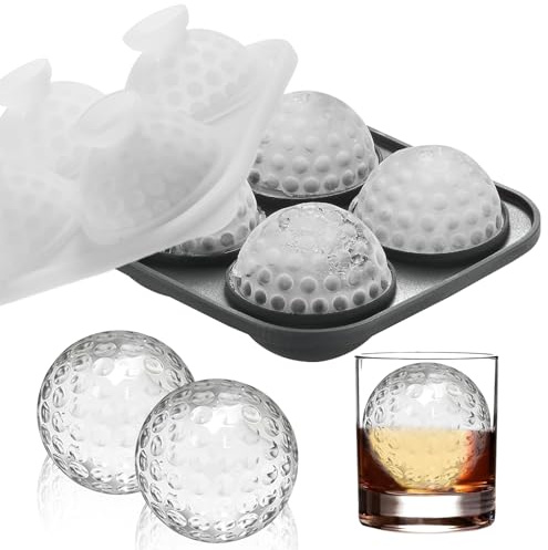 GAROMIA Eiswürfelform Silikon Golfball Eiswürfelform Groß | Silikon Set mit Deckel Runde Eiskugelform Kugel Eiswürfel Form für Küche, Cocktail, Whisky, Getränk