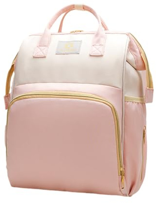Chickwin Baby Wickeltasche, Wickelrucksack Großer Kapazität, Babytasche für Reise Wickeltasche Rucksack mit Multifunktional (Rosa,38 * 25 * 17cm)