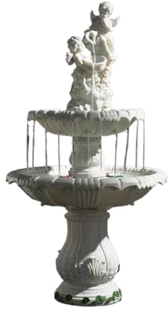 luckxuan Garten Brunnen Garten-Innenhof-Brunnen-Wasser-Dekoration, Außenhof-Landschafts-Fischteich, Sandstein-Brunnen-Engel-Skulptur Garten Brunnen Outdoor (Color : B)