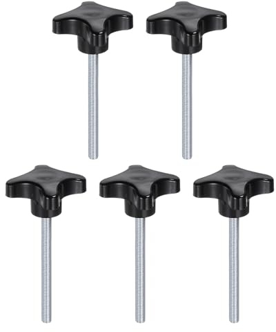 QUARKZMAN 5 Stück Rändelschrauben mit Kreuzgriff M8 x 90mm Sterngriffschraube Kunststoff Knopf Verzinkter Kohlenstoffstahl Gewinde Klemmschraube Sterngriffmutter Klemmknopf für Maschine
