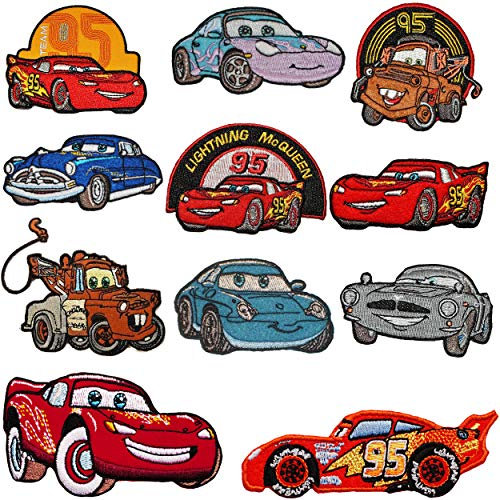 alles-meine.de GmbH Bügelbild - Cars - Auto - Lightning McQueen - 8 cm x 4,6 cm - Aufnäher/Applikation/Aufbügler - gestickter Flicken - Bügelflicken/Hosenflicken - Bügelsti..