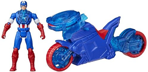 Marvel Avengers Epic World of Action Captain America Bike mit Schild-Abschuss, Figur & Spielzeug-Motorrad