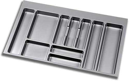 Portaposate Regolabile Cassetto per Cucina - Organizer Cassetti - Divisore Posate - Organizzatore in Plastica Resistente (Portaposate 90, Grigio)