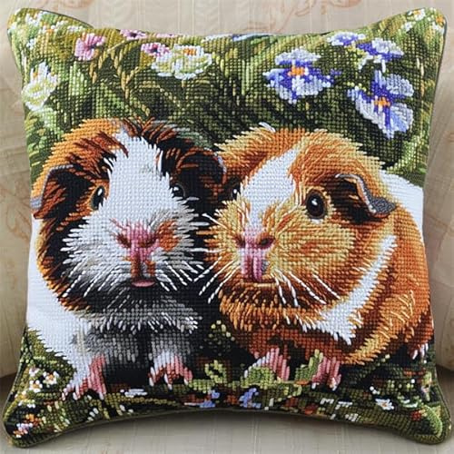 Knüpfkissen Zum Selber Knüpfen Knüpfen Set Knüpfteppiche Set Meerschweinchen Latch Hook Kissen Kit für Kinder oder Anfänger Erwachsene zum Selber Knüpfen,DIY Knüpfteppich Knüpfpackung,Knüpfha