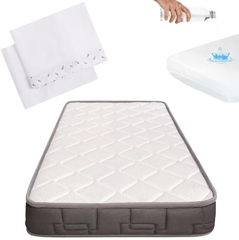 Morfeo CoolDreams Matratze für Babybett, Matratzenschoner, Bettlaken aus Baumwolle | Offenzelliger HR-Kern, Aloe Vera, optimale Festigkeit, OEKO-TEX und CertiPUR® zertifiziert. Mit Matratzenschoner