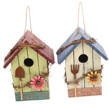 FONDOTIN 2 Stück Vogelhäuschen -vogelkasten Holznest-Dekoration für Den Garten Vogelnest Zum Aufhängen