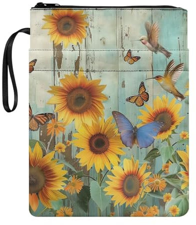 Waschbare Buchhülle für Taschenbuch, Bibel, Narzissen, Kreuz, Buchhülle, Schutz mit Reißverschluss, schmutzabweisend, große Buchtaschen für Studenten, Frauen, Mädchen