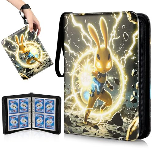 VYYTYYA Álbum Cartas con Cremallera Sellada, 65 Páginas 520 Bolsillos Álbum Toploader, Card Binder de PU Impermeable, Carpeta de Cartas de Doble Cara para Pokémon, MTG, Cartas de Juego(Delicado)