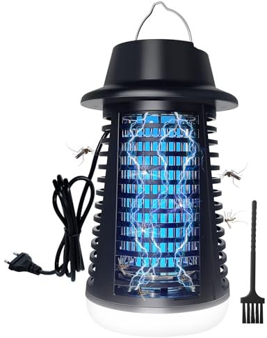 Lampada Anti Zanzare 2-in-1 Esterno/Interno,4200V UV + LED 9W,Copertura 150m², Impermeabile IPX4,Silenziosa, Senza Chimici,Con Spazzola e Garanzia