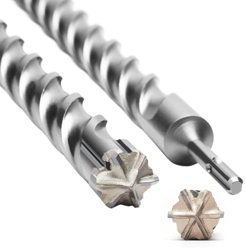 Broca SDS Plus de 32 mm x 460 mm con 6 cortes de metal duro, ideal para taladrar en piedra, piedra natural, hormigón, ladrillo