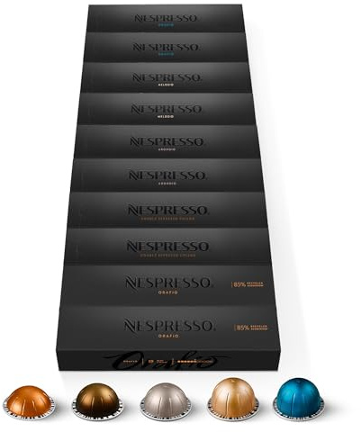 Nespresso Vertuo - Assortiment Torréfaction Équilibrée - 100 Capsules Café | Compatible avec les machines Nespresso Vertuo - Dosette pour Espresso - Gran Lungo et Mug - Aluminium recyclable