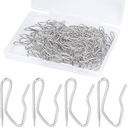 Curtain Hooks 100 pcs 1.2inch Metal Drapery Pin Hooks for Door Curtains (Silver)