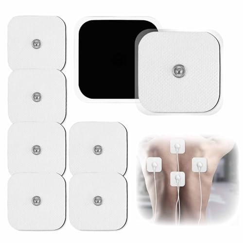 Wjelet 35 stycken självhäftande elektroder, elektrodkuddar 5 x 5 cm, självhäftande och återanvändbara med 3,5 mm snap tryckknapp, kompatibel med TENS-enheter och EMS-tränare
