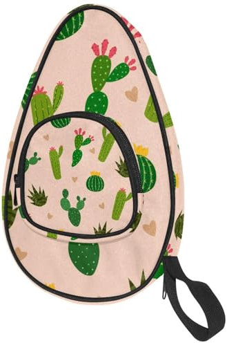 VAPOKF Housse pour raquette de tennis de table, nombreux cactus avec mini cœur sur fond sac de raquette de ping-pong avec pochette pour 4 à 5 balles