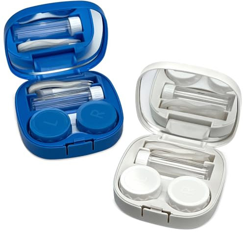 LADYPONYCSC Contact Lens Case, Portable Cute Colored Contacts Lenses Applicator Remover Tool Kit with Mirror for Travel Daily Outdoor Square 2 Pack